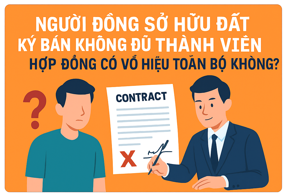KHÔNG ĐỦ CHỮ KÝ NGƯỜI ĐỒNG SỞ HỮU - HỢP ĐỒNG CÓ VÔ HIỆU TOÀN BỘ KHÔNG?