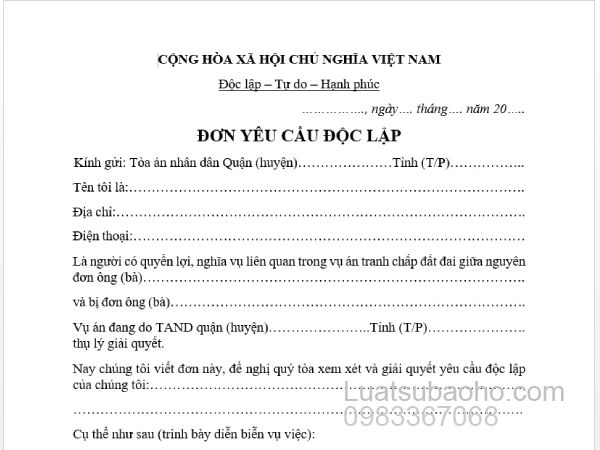 Quyền yêu cầu độc lập của người có quyền lợi, nghĩa vụ liên quan