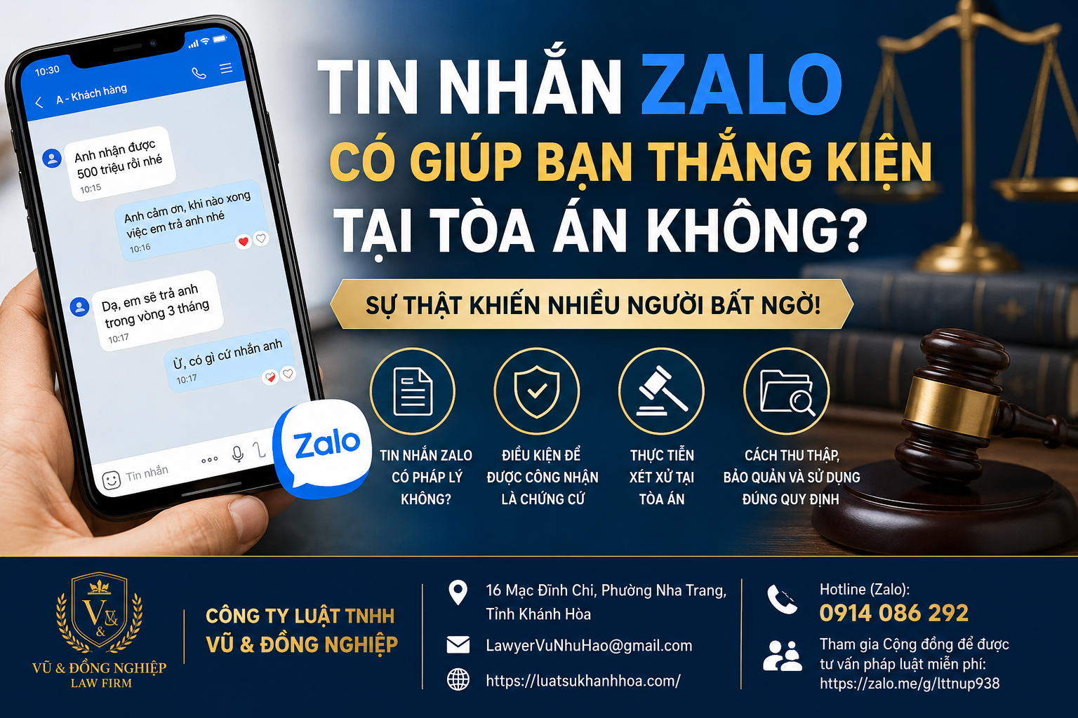 TIN NHẮN ZALO CÓ THỂ GIÚP BẠN THẮNG KIỆN TẠI TÒA ÁN KHÔNG? SỰ THẬT KHIẾN NHIỀU NGƯỜI BẤT NGỜ!